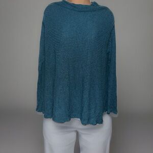 Free People Lover Rib Thermal Slit Back Green Ribbed Small Petite Oversized